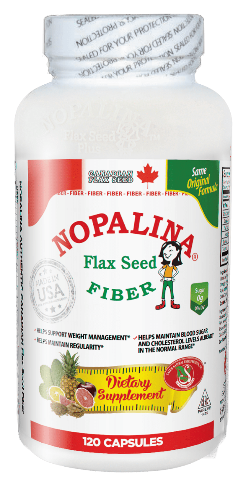 Nopalina Flax Seed Fiber Dietary Supplement, 120 count