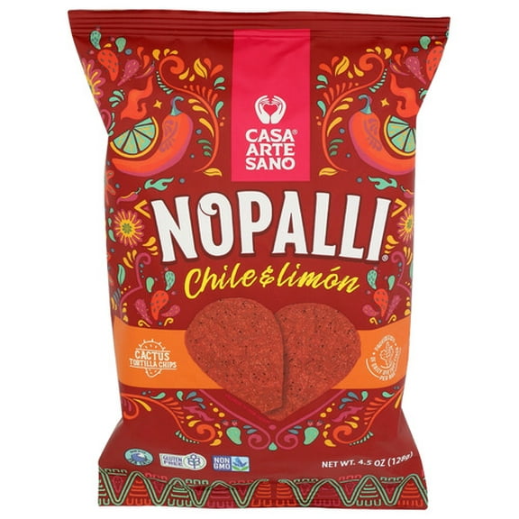 Nopalli Cactus Tortilla Chips Chile Lime 4.5 oz (Pack of 12)