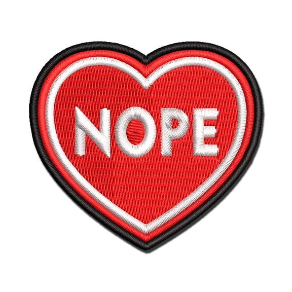 Nope Antisocial Heart Applique Multi-Color Embroidered Hook & Loop Patch - 2.5 Inch Small