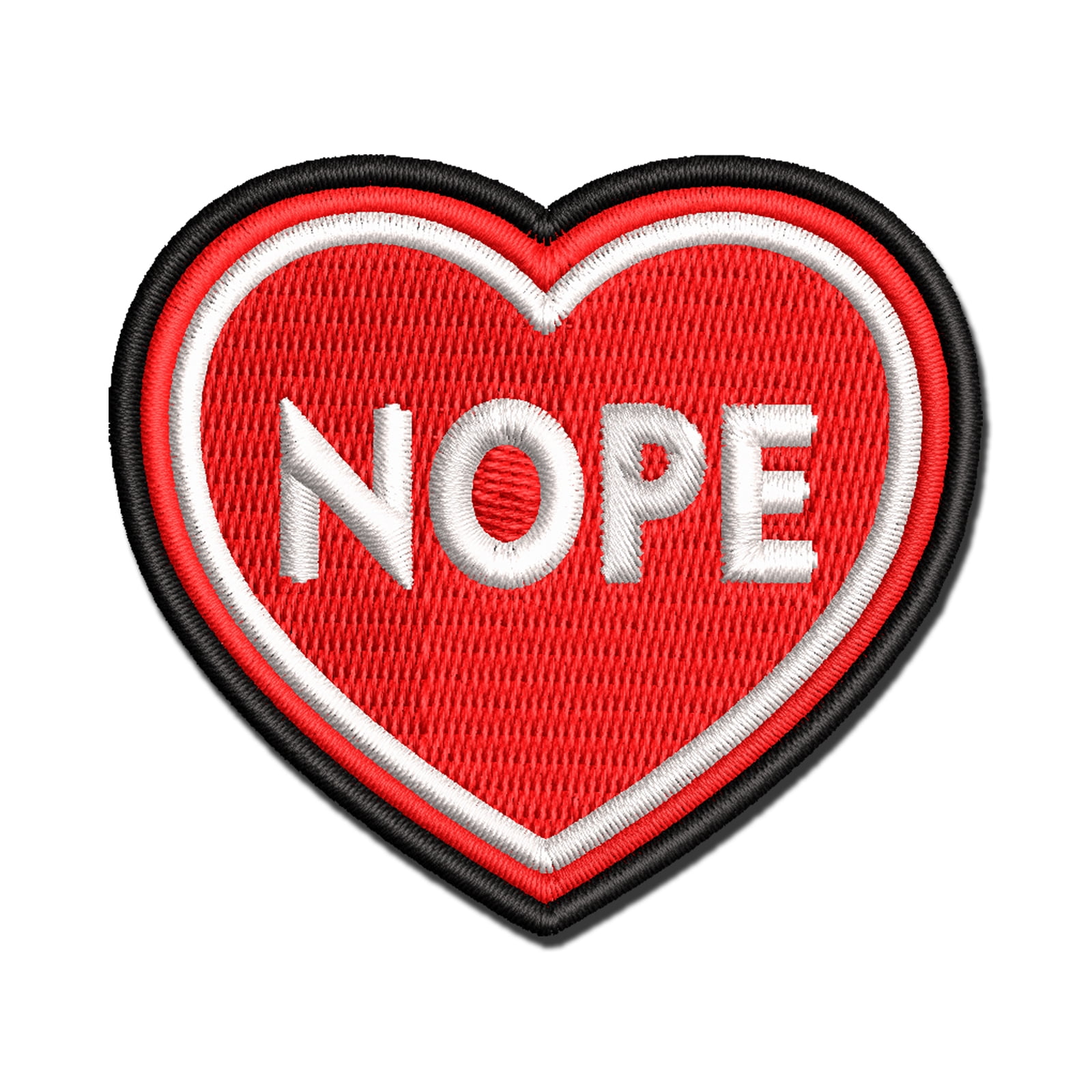 Nope Antisocial Heart Applique Multi-Color Embroidered Hook & Loop Patch - 3.5 Inch Large