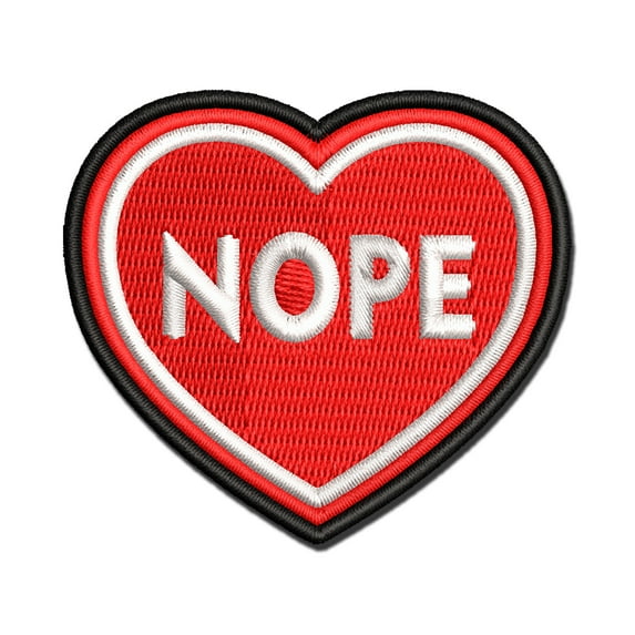 Nope Antisocial Heart Applique Multi-Color Embroidered Iron-On Patch - 2.0 Inch Mini