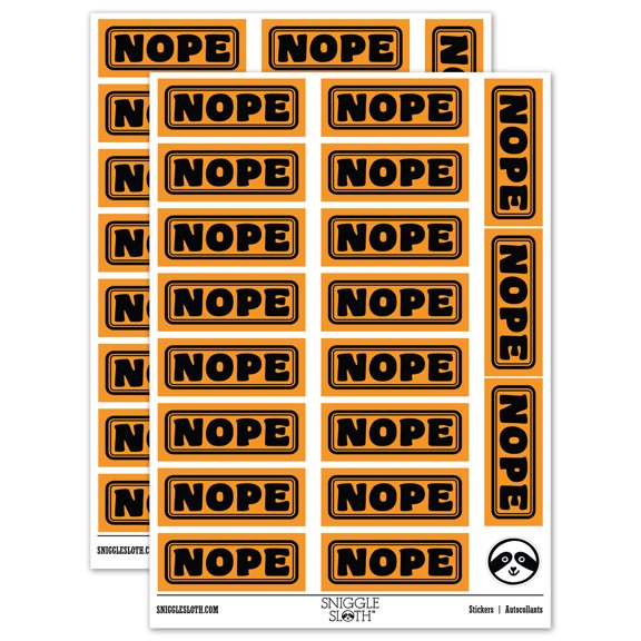 Nope Bold Border School Teacher Sticker Set - Orange - Matte Finish - 2.00" Large