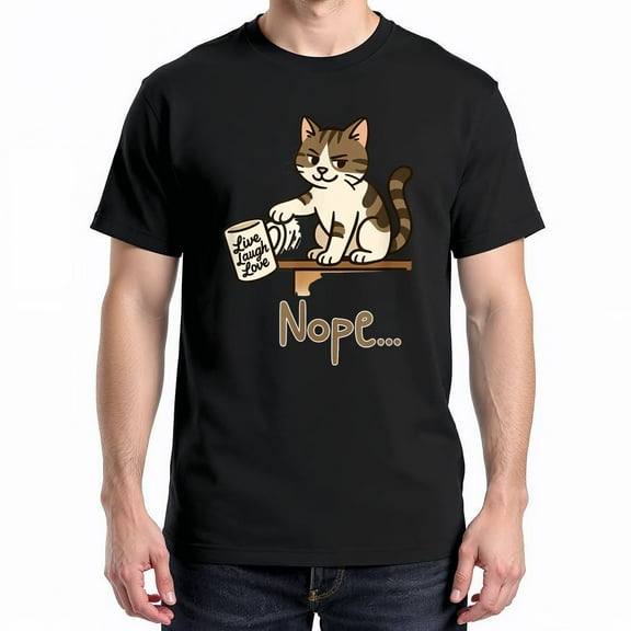 Nope Cat Design T-Shirt – Anti-Motivational Humor – Unisex Casual Wear