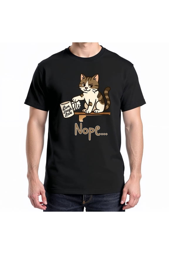 Nope Cat Design T-Shirt – Anti-Motivational Humor – Unisex Casual Wear