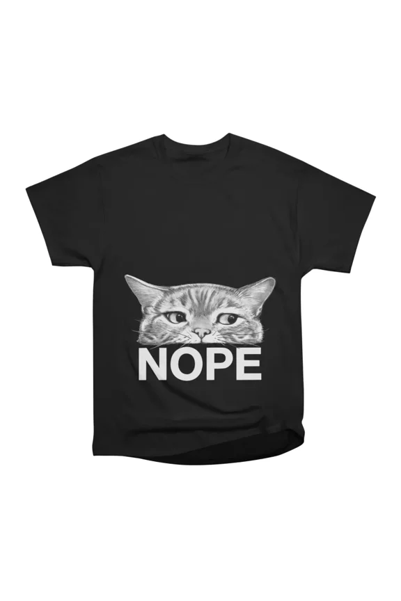 Nope Cat on Black T-Shirt Tee Gift For Him Merch For Her Apparel For Friend