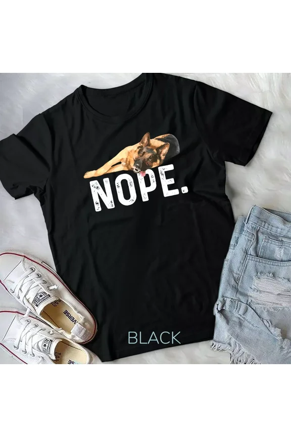 Nope, Funny Lazy German Shepherd Dog Napping and Pet Lover Gift New Unisex T-Shirt