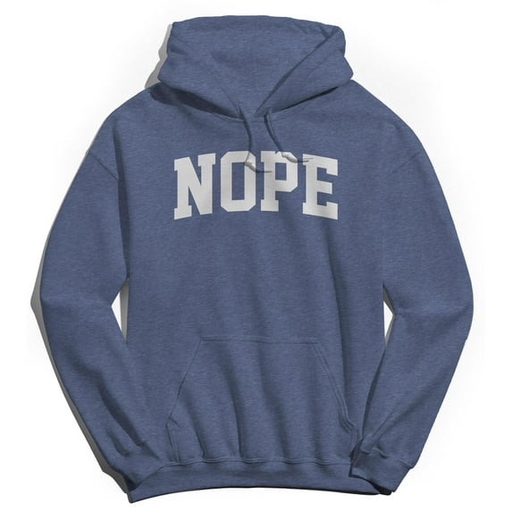 Nope Graphic Navy Heather Men's Cotton Pullover Hoodie