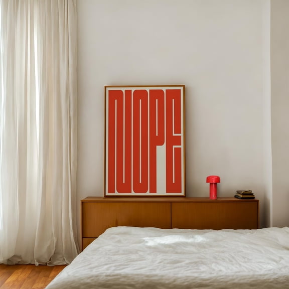 Nope Graphic Poster Bold Red And White Retro Typography, Poster Only