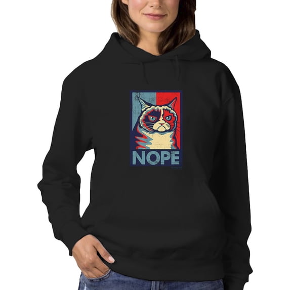 Nope Grumpy Cat Hoodie Women -T-Line Designs, Female x-Large