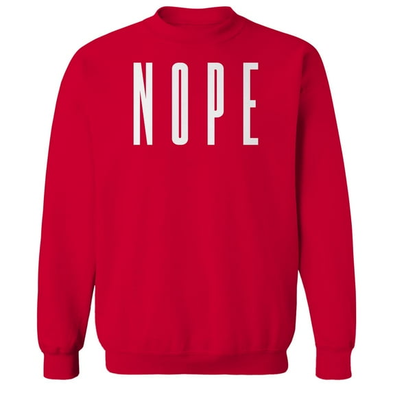 Nope Humor Graphic Red Men's Crewneck Sweatshirt