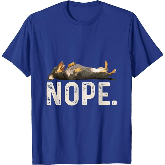 Nope Lazy Dachshund Unisex T-Shirt for Men Women Kids,Royal Blue Color,Size 4T