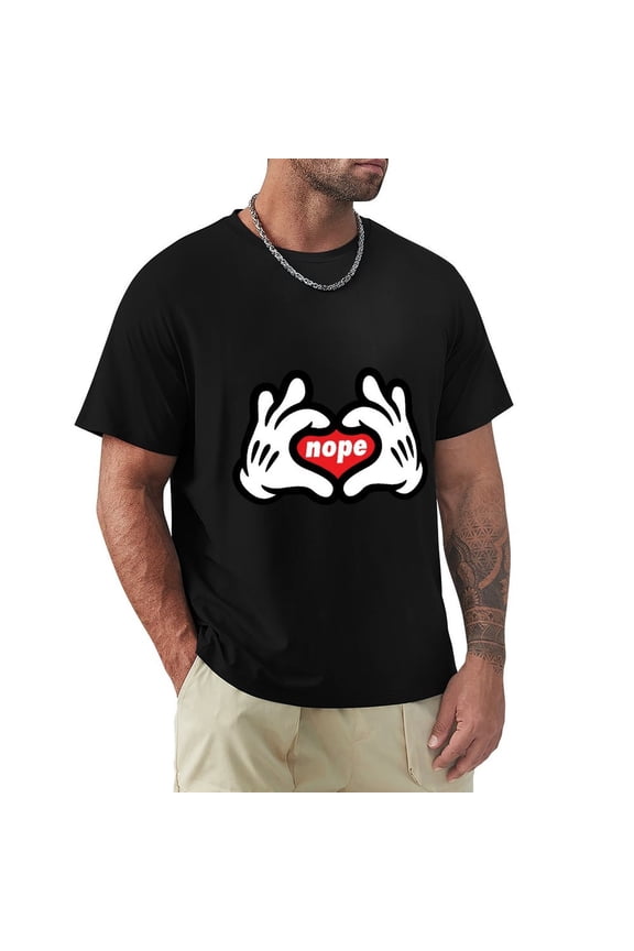 Nope Men's HD Print Classic Short Sleeve T-Shirts Black Large