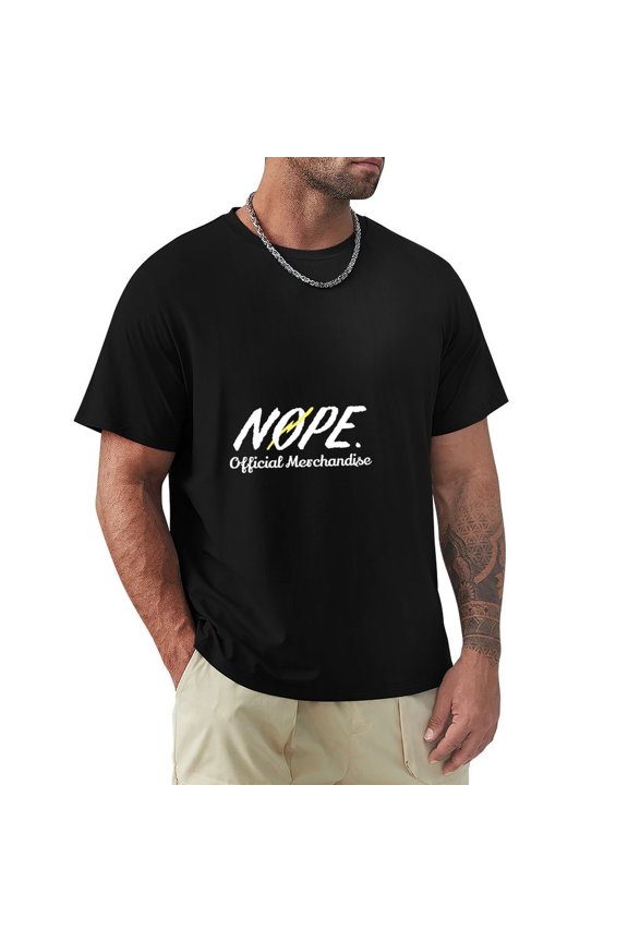 Nope Men's HD Print Classic Short Sleeve T-Shirts Black Large