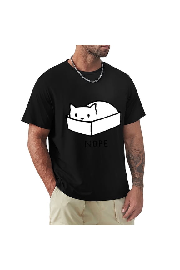 Nope Men's HD Print Classic Short Sleeve T-Shirts Black Medium