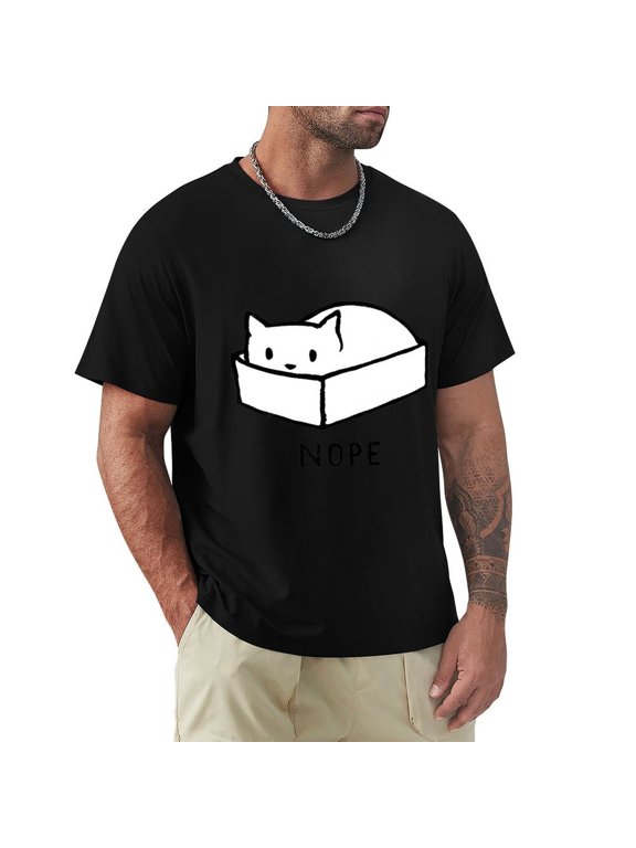 Nope Men's HD Print Classic Short Sleeve T-Shirts Black Small