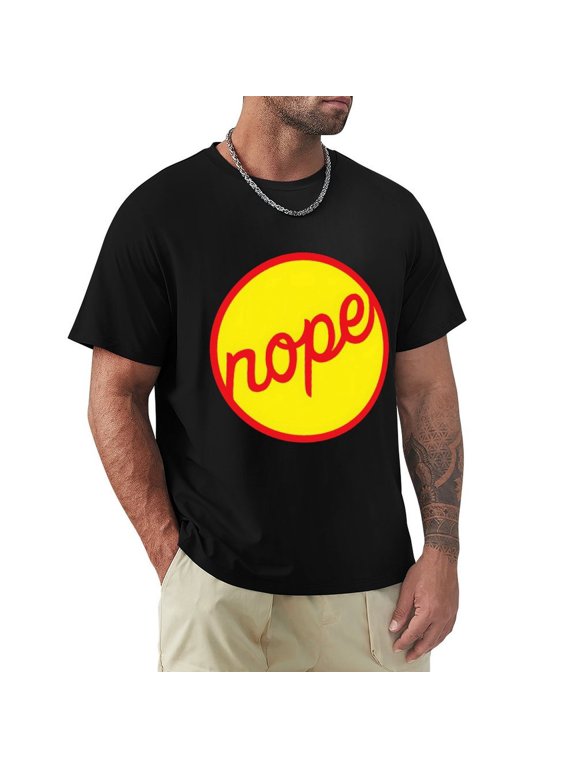 Nope Men's HD Print Classic Short Sleeve T-Shirts Black Small