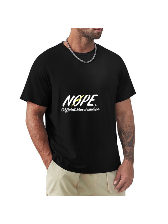 Nope Men's HD Print Classic Short Sleeve T-Shirts Black Small