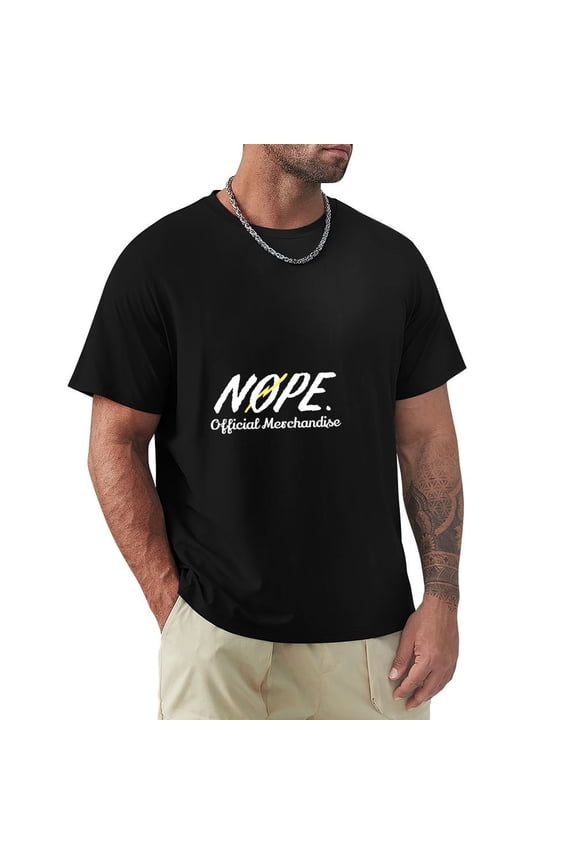 Nope Men's HD Print Classic Short Sleeve T-Shirts Black X-Large