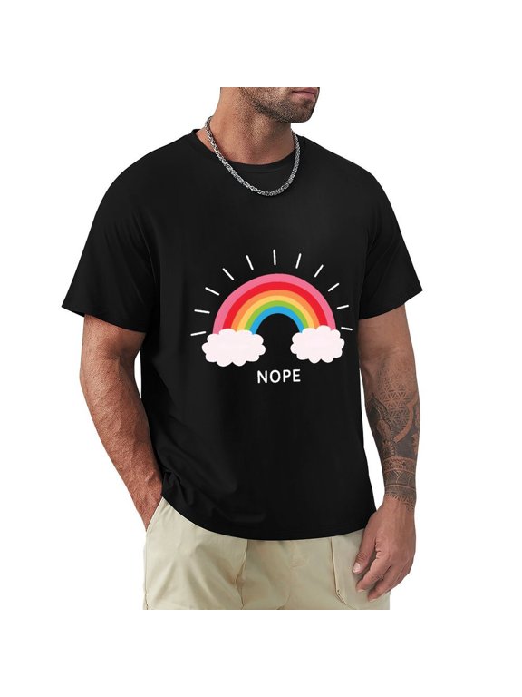 Nope Men's HD Print Classic Short Sleeve T-Shirts Black XX-Large