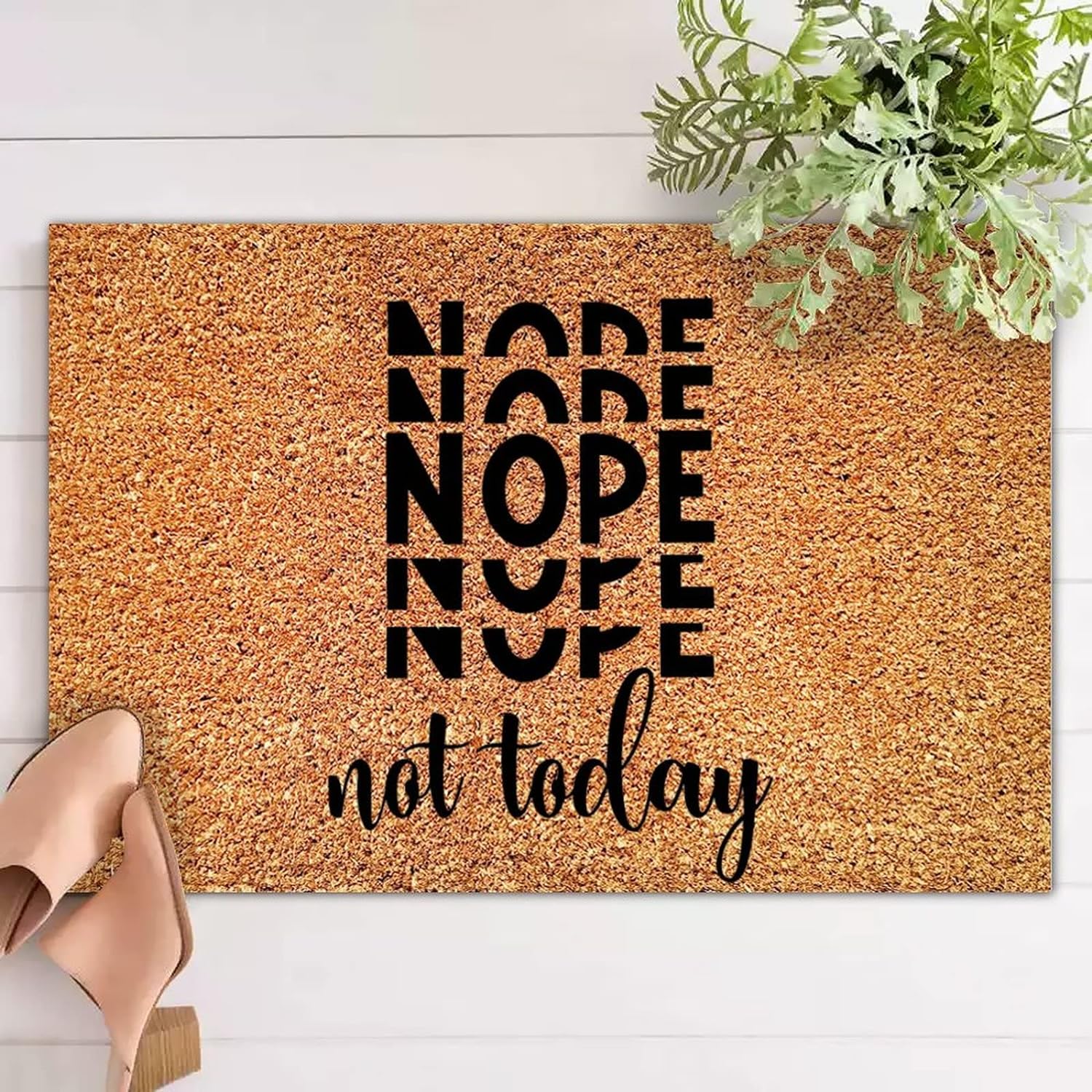 Nope Not Today Art, Sarcastic Front Porch Door Mat, Coir Doormat, Basic