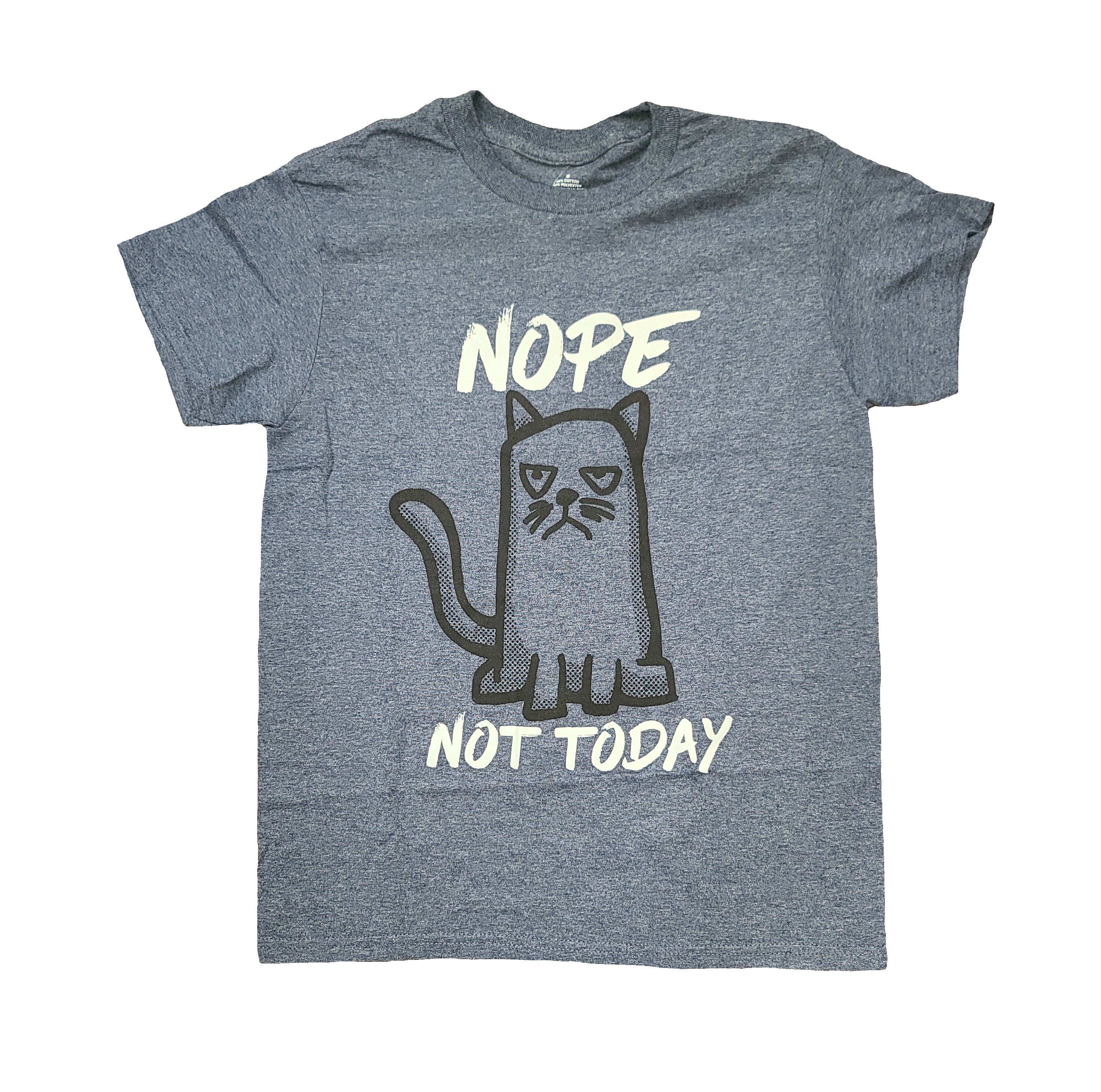 Nope Not Today Kitty Cat Blue Graphic TShirt XLarge