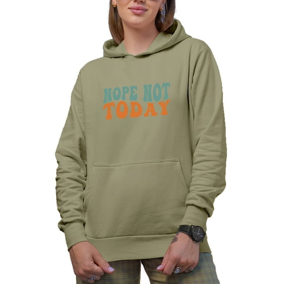 Nope Not Today, Saying No to Someone's Request Quote, Groovy Retro Wavy Text Merch Gift, Sand Hooded Sweatshirt or Hoodie, 2XL