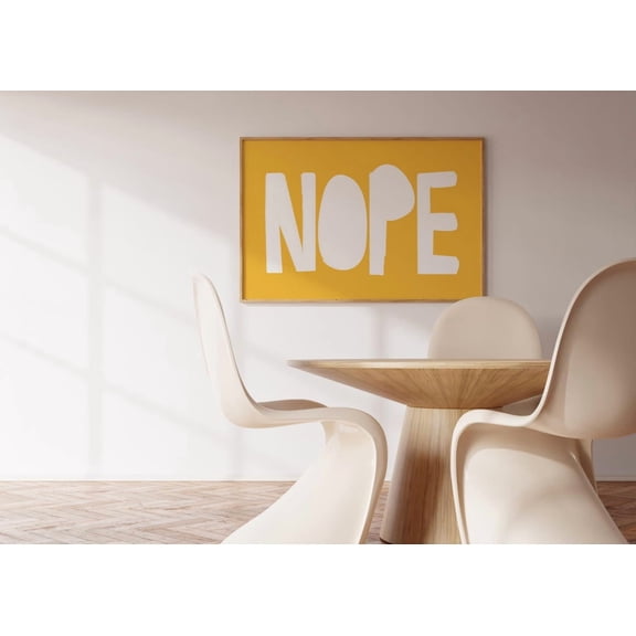 Nope Print Yellow Hand,Drawn Typography Print Wall Art Trendy Room Decor Home Decor #2959, 8x12 UNFRAMED