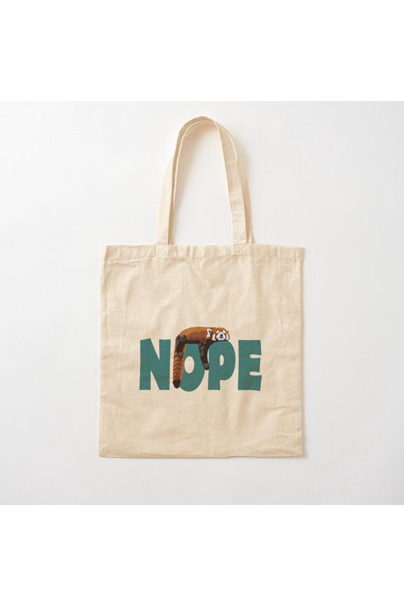 Nope, Red Panda Canvas Tote Bags, Reusable Shopping Bag