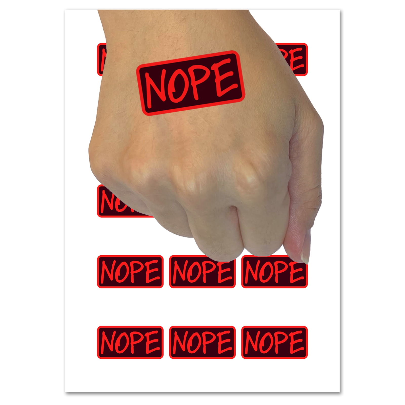 Nope Text Water Resistant Temporary Tattoo Set Fake Body Art Collection ...