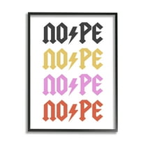 Nope Thunder Bold Symbol Phrase Typography Graphic Art Black Framed Art Print Wall Art
