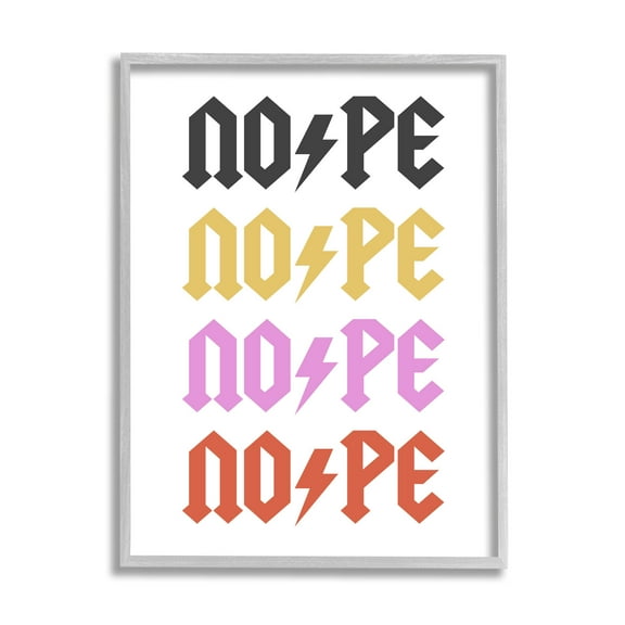 Nope Thunder Bold Symbol Phrase Typography Graphic Art Gray Framed Art Print Wall Art