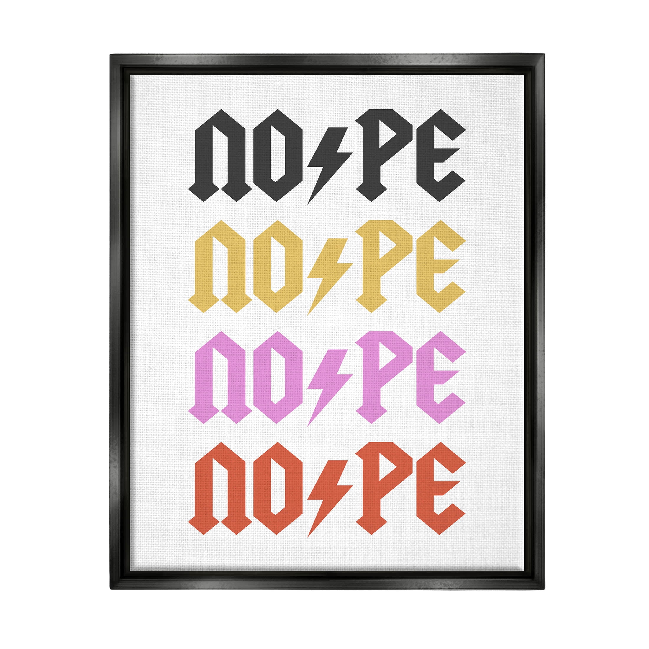 Nope Thunder Bold Symbol Phrase Typography Graphic Art Jet Black Framed Art Print Wall Art