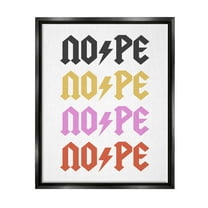 Nope Thunder Bold Symbol Phrase Typography Graphic Art Jet Black Framed Art Print Wall Art
