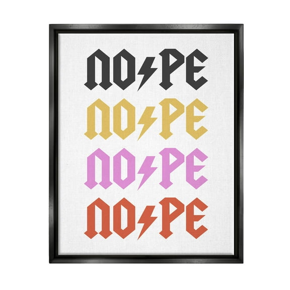 Nope Thunder Bold Symbol Phrase Typography Graphic Art Jet Black Framed Art Print Wall Art