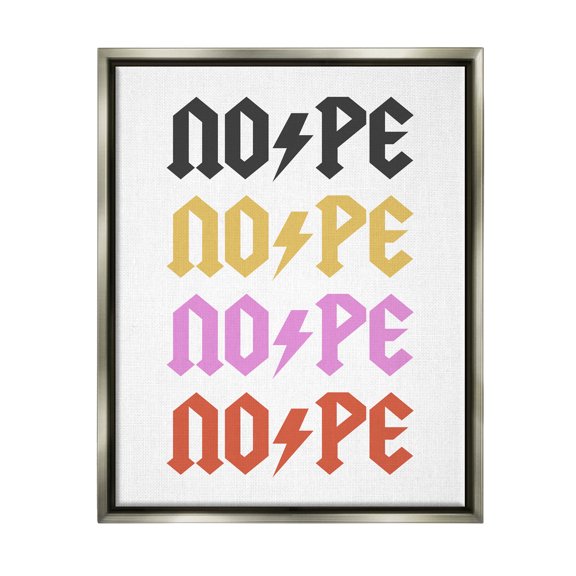 Nope Thunder Bold Symbol Phrase Typography Graphic Art Luster Gray Framed Art Print Wall Art