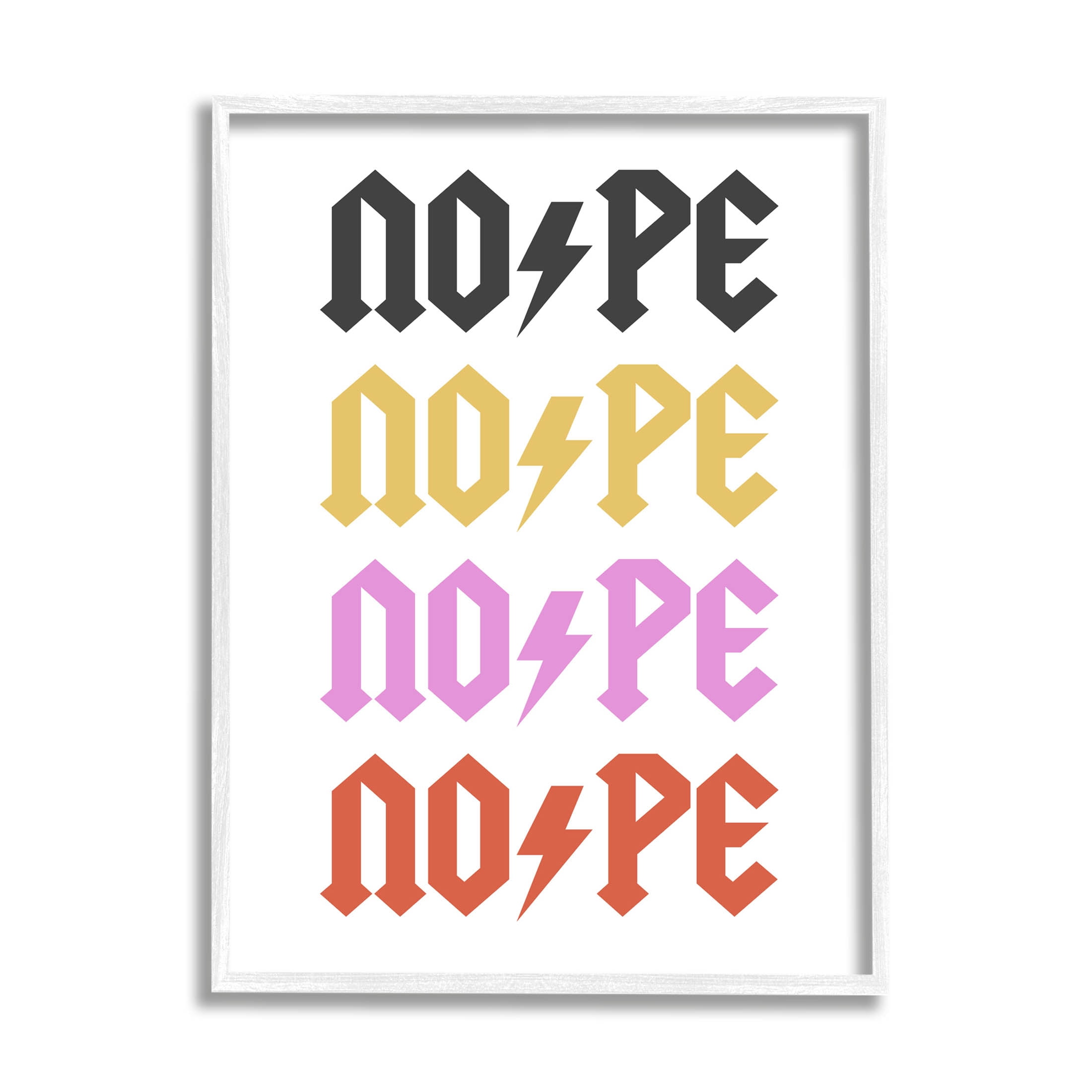 Nope Thunder Bold Symbol Phrase Typography Graphic Art White Framed Art Print Wall Art