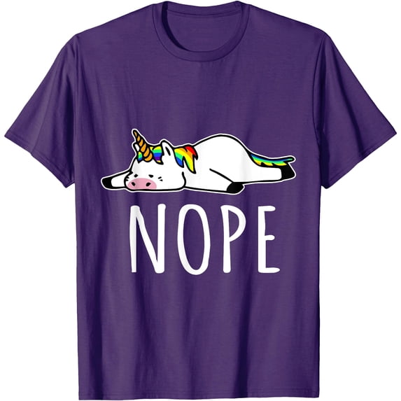 Nope Unicorn Nah Not Gonna Do It Funny Lazy Gift Unisex T-Shirt for Men Women Kids Toddler,Purple Color,Size 2XL