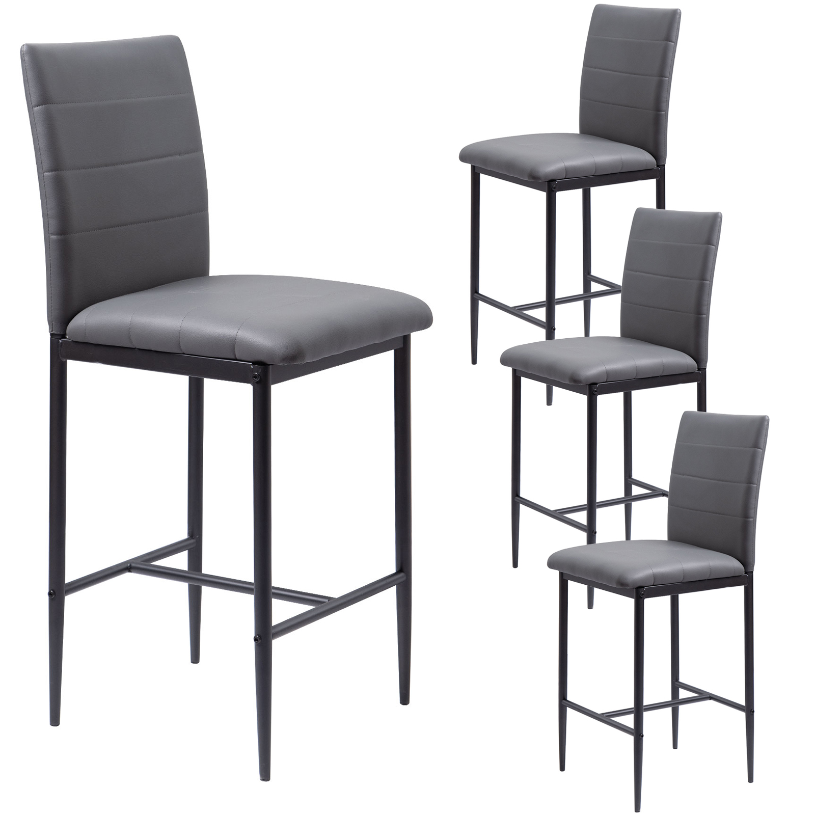 Nopurs Bar Stools Set of 4 Modern Faux Leather Barstools Counter Height