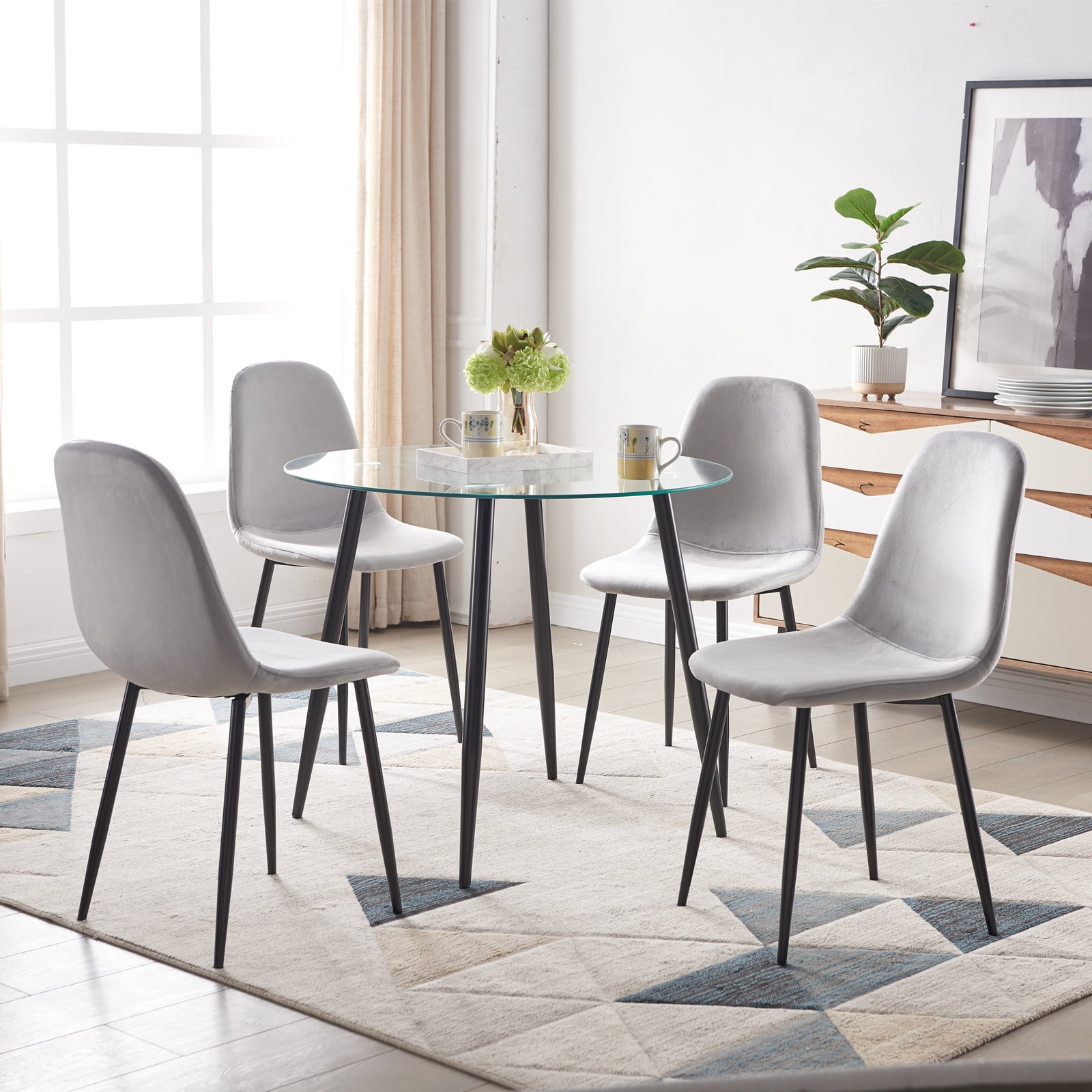 Nopurs Dining Room Table Set for 4,Modern 5 Pieces Dining Room Set Mid