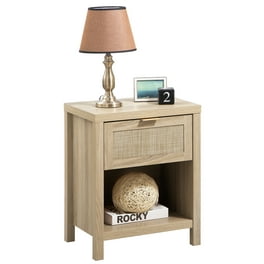 Mainstays Farmhouse Square Side Table with Storage, Rustic Weathered Oak