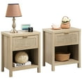 Nopurs Rattan Nightstand Set of 2,Farmhouse Night Stand with Drawer and