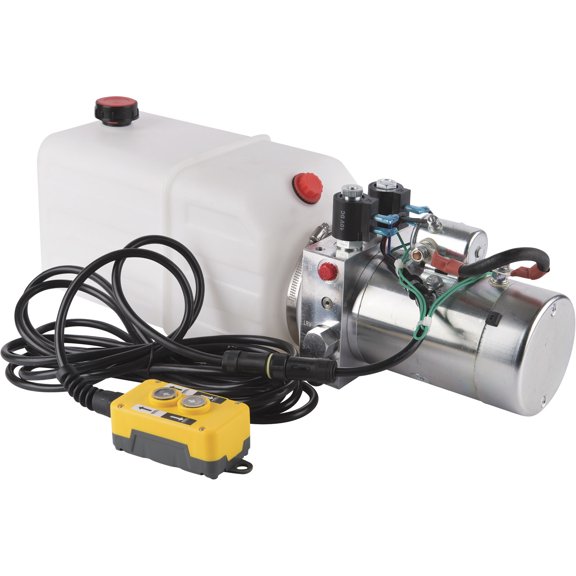 NorTrac Dump Trailer Power Unit with 12V DC Motor for Double-Acting Cylinder, 1.1-Gal. Reservoir