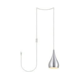 Heather Grey Fabric Shade Electric Drum Pendant Heather Grey Fabric Shade Electric Drum Pendant