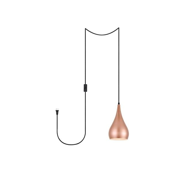 Honey Gold Aluminum Teardrop Pendant Light with Adjustable Cord