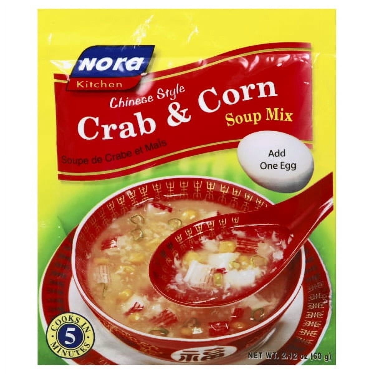 Nora Chinese Style Crab and Corn Soup Mix, 2.12-Ounce (Pack of 6)