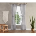 thumbnail image 1 of Nora Embroidery Sheer Tie Top Window Curtains with Tiebacks, Gray, 38x96, 1 of 13