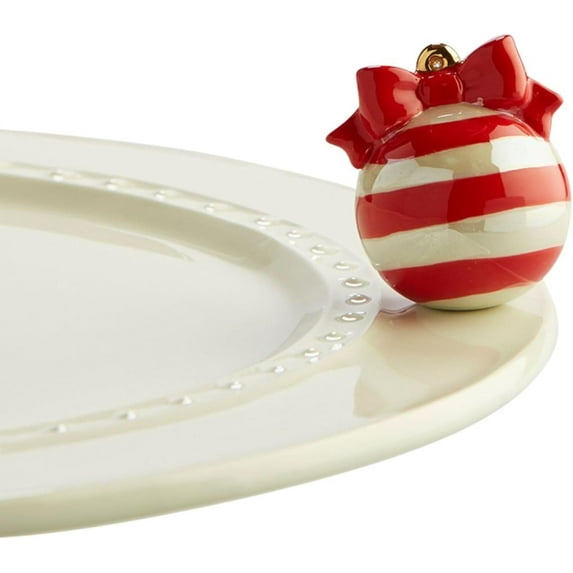 Nora Fleming Deck The Halls (Red and White Ornament) - Hand-Painted Ceramic Christmas Decor - Winter Minis for The Home and Office