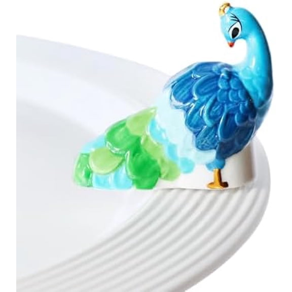 Nora Fleming Fancy Feathers (Peacock) A446 - Hand-Painted Ceramic Decor - Minis for The Home and Office$$Home Decor, Kitchen, & Other