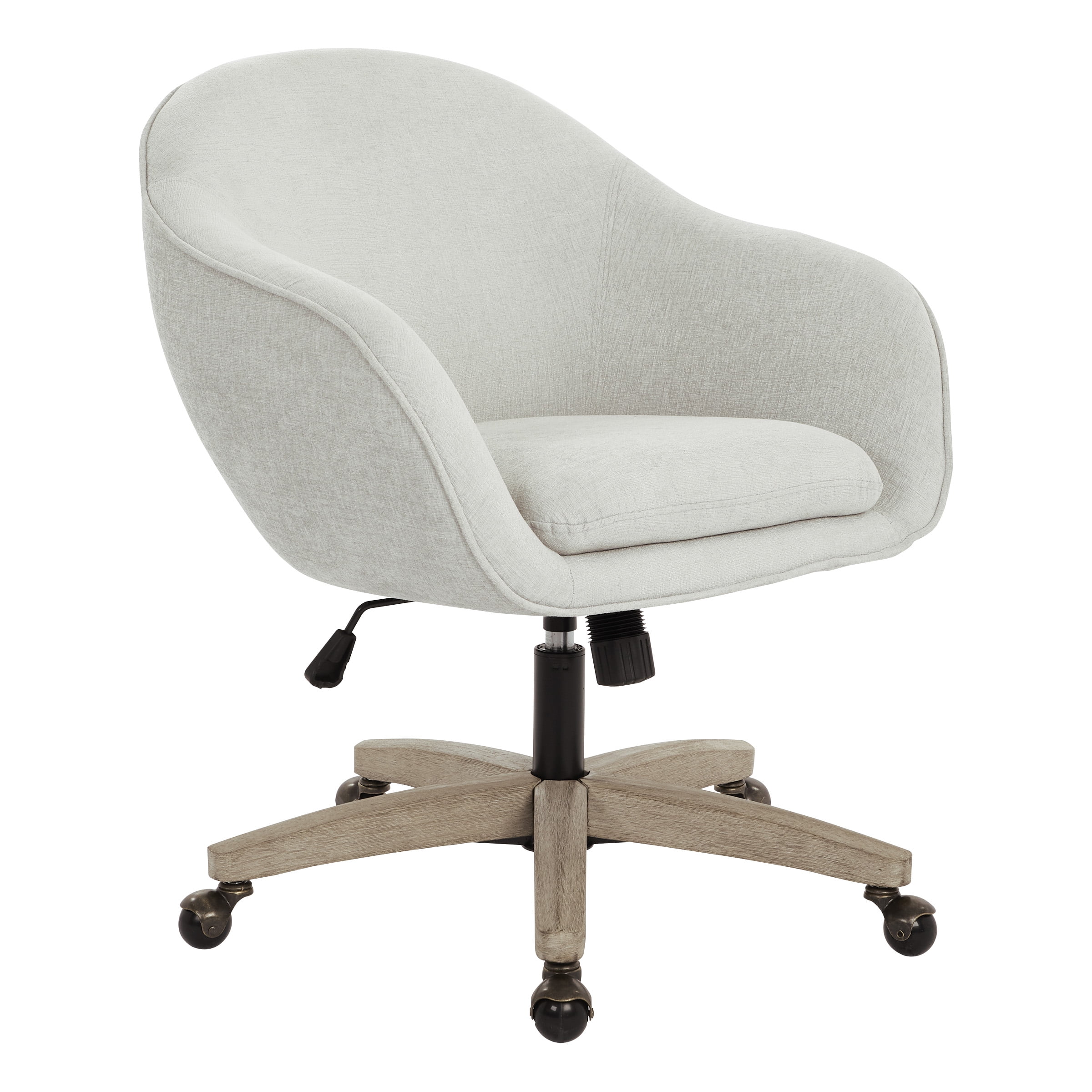 Dove Gray Fabric Swivel Desk Chair with Wood Base