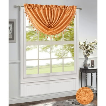 Norah Jacquard Rod Pocket Window Valance, Orange, 48x37 Inches